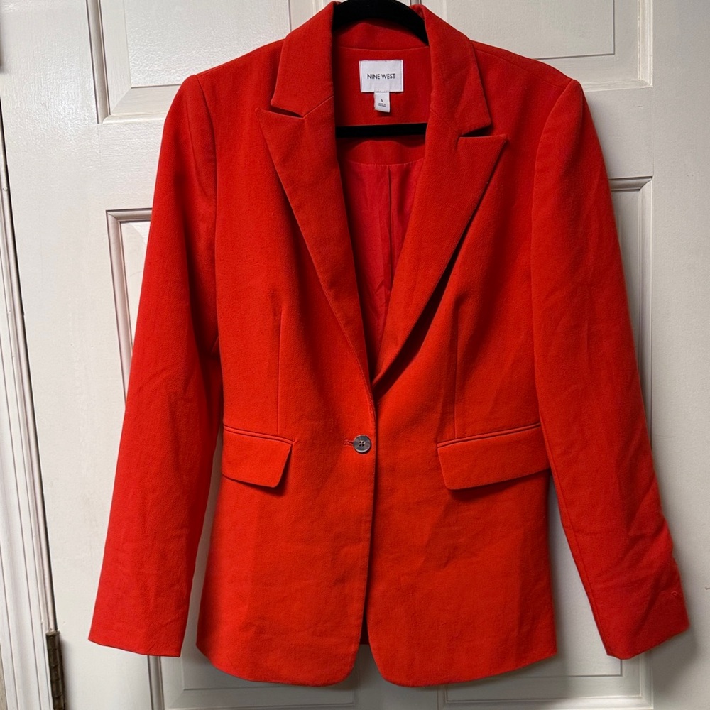 Nine West Red Single Button Blazer size 6